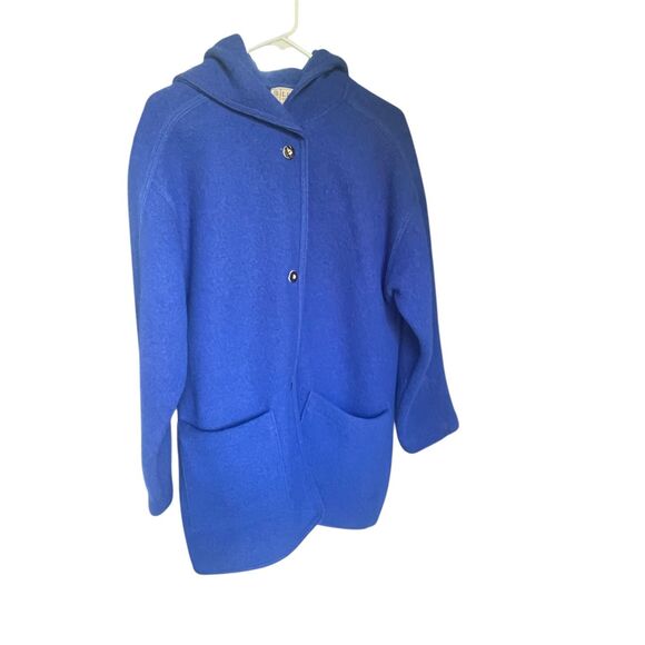 LL Bean 100% Pure Wool Hooded Sweater Jacket Blue Size M - Picture 1 of 14
